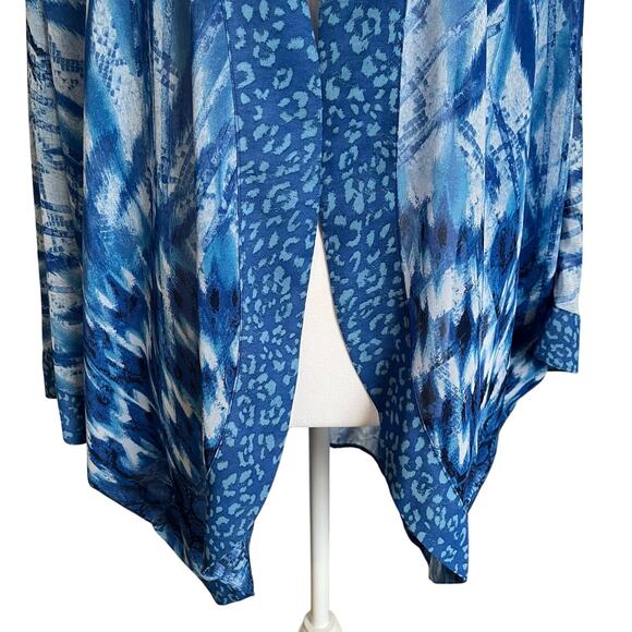 Belle by Kim Gravel Kimono Cardigan Size XL Blue Sheer Chiffon Coverup Beach - Picture 3 of 7